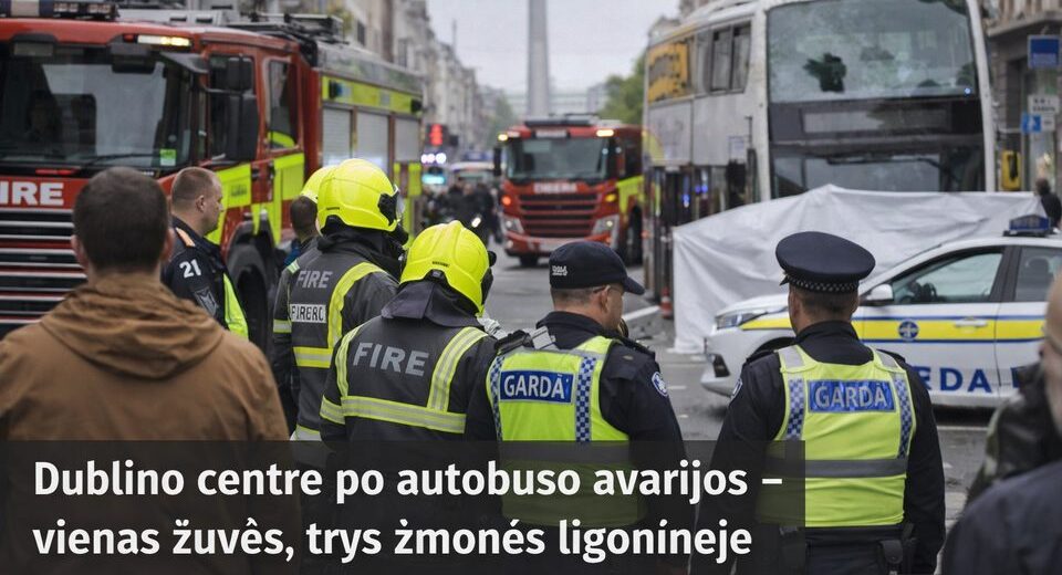Dublino centre po autobuso avarijos – vienas žuvęs, trys žmonės ligoninėje