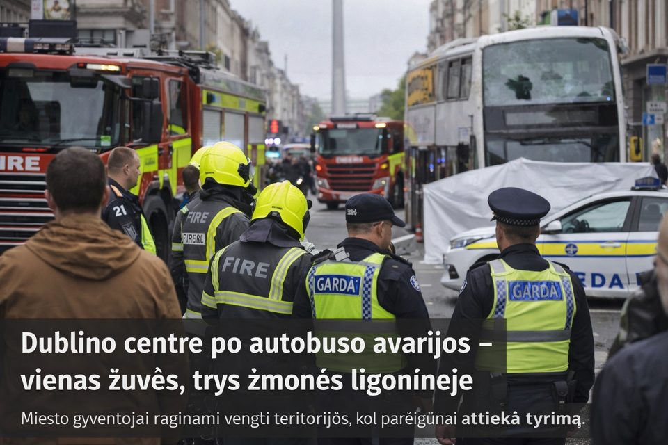 Dublino centre po autobuso avarijos – vienas žuvęs, trys žmonės ligoninėje