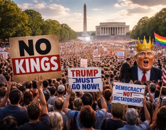 Milijonai amerikiečių gatvėse: „No Kings“ protestai prieš Trumpą plečiasi visame pasaulyje