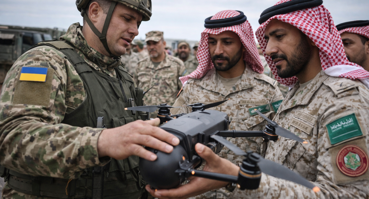 Title: Ukraina ir Saudo Arabija sudarė gynybos susitarimą dėl dronų grėsmės