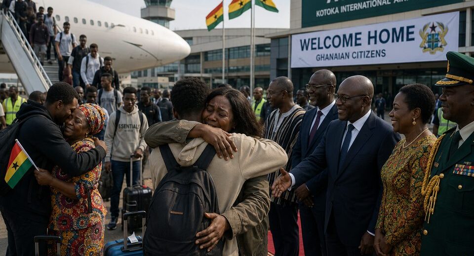 Eskalacija Pietų Afrikos Respublikoje: į Akrą sugrįžo pirmoji repatrijuotų Ganos piliečių grupė