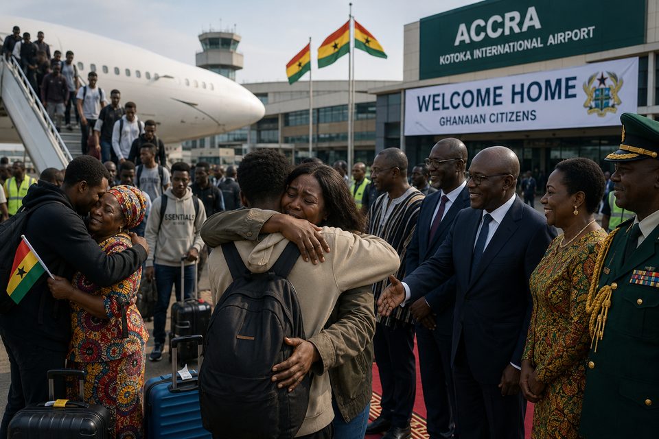 Eskalacija Pietų Afrikos Respublikoje: į Akrą sugrįžo pirmoji repatrijuotų Ganos piliečių grupė