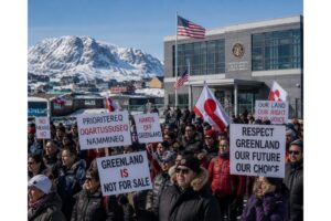 Grenlandijos gyventojai protestuoja prieš naujo JAV konsulato atidarymą Nuuke