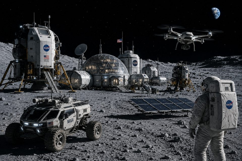NASA rengia ambicingus Mėnulio bazės planus: nuo naujos kartos bagių iki specializuotų dronų