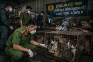 Vietnamo policijos reidai: išardytas nusikalstamas tinklas ir išgelbėti šimtai kačių, grobtų mėsos rinkai
